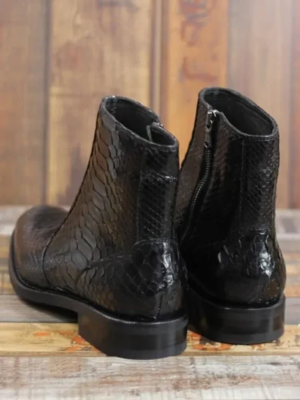 UNITYPUREMAX™ Men’s Handmade Snakeskin Leather Zip Boots – Men's Minimal Zip High-Top Footwear 1