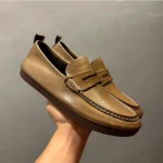 UNITYPUREMAX™ Handmade Horse Leather Loafers – Men’s Khaki Premium Slip-On Casual Shoes 1