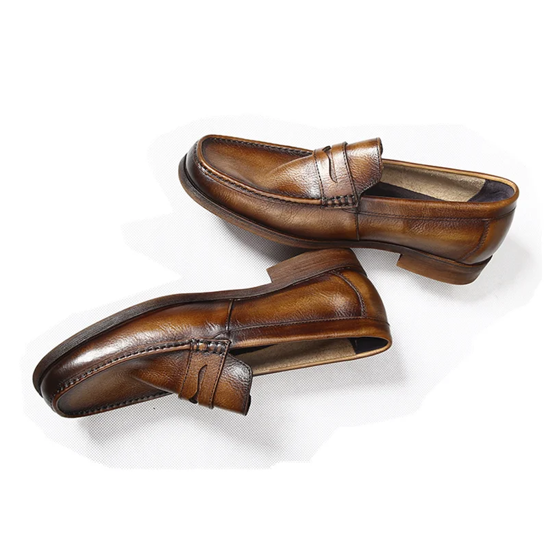 UNITYPUREMAX™ Men’s Genuine Leather British Loafers – Handmade Pointed-Toe Dress Shoes for Weddings & Summer Events 5