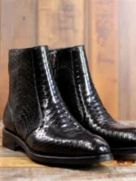 UNITYPUREMAX™ Men’s Handmade Snakeskin Leather Zip Boots – Men's Minimal Zip High-Top Footwear 3