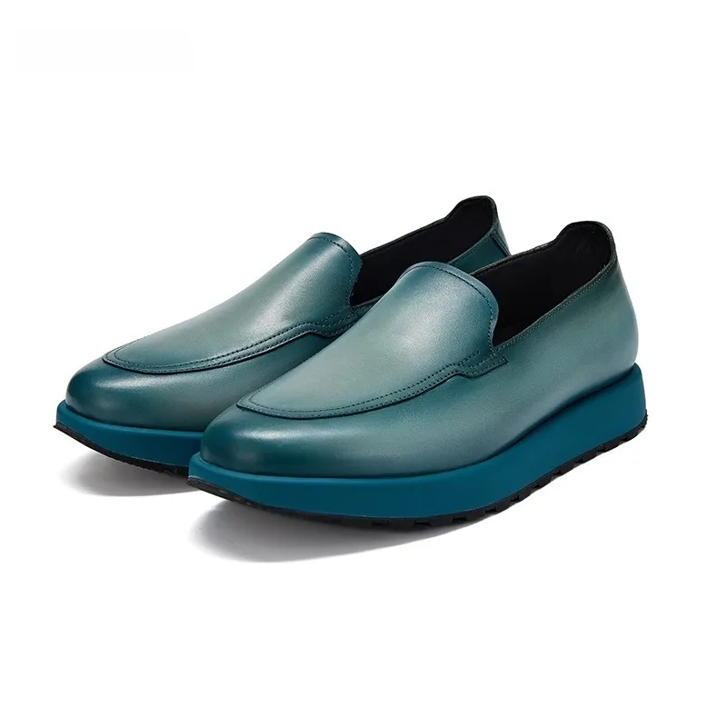 UNITYPUREMAX™ Men’s Handmade Genuine Leather Thick-Soled Loafers – Breathable Casual Flats for Spring & Autumn 1