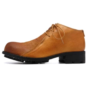 UNITYPUREMAX™ Handcrafted Calf Leather Goodyear Retro Dress Boots – Unisex Round-Toe Oversized Chelsea-Inspired Lace Boots 1