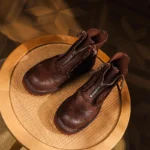 UNITYPUREMAX™ Handmade Cowhide Desert-Motorcycle Hybrid Boots – Men’s Thick-Sole Western Round-Toe Leather Zip Ankle Boots 3
