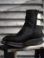 UNITYPUREMAX™ Korean Style Cowhide Height-Increase Platform Ankle Boots – Men’s Mixed-Color Leather Zip High-Top Boots 3