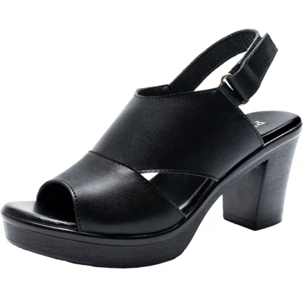 UNITYPUREMAX™ Women’s Genuine Leather Platform Sandals – 2025 Summer Thick-Sole High-Heel Buckle Strap Sandals 2