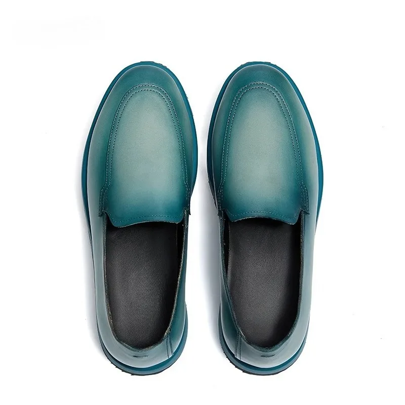 UNITYPUREMAX™ Men’s Handmade Genuine Leather Thick-Soled Loafers – Breathable Casual Flats for Spring & Autumn 4