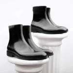 UNITYPUREMAX™ Handmade British Style Patent Leather Chelsea Boots – Men’s Round-Toe Ankle Zip Boots 15