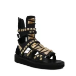 UNITYPUREMAX™ Men’s Genuine Leather Punk Gladiator Sandals – Hollow Platform Summer Ankle Boots with Rivets 6