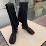 UNITYPUREMAX™ Women’s Black Suede Over-the-Knee Tabi Boots – Split-Toe Slim Thick-Heeled Winter Knight Boots 3