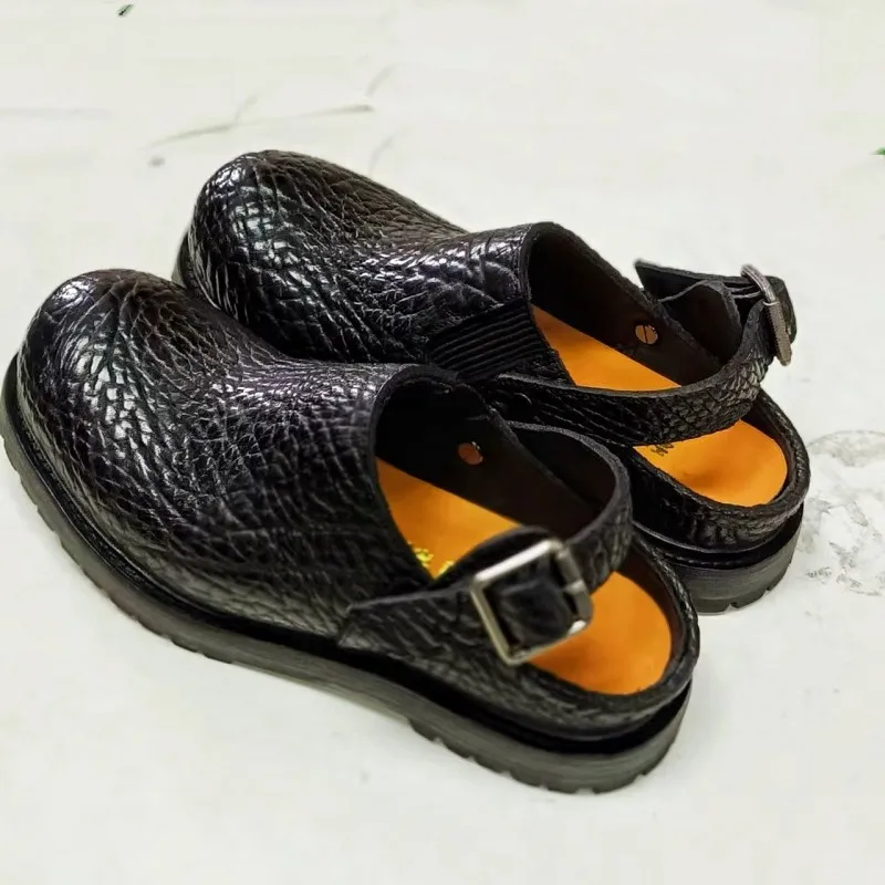 UNITYPUREMAX™ Men’s Vintage Cowhide Leather Sandals – Handmade Round-Toe Platform Casual Slip-On Summer Footwear 10