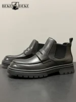 UNITYPUREMAX™ Handmade Cowhide Leather Chelsea Boots – Men’s British Business-Casual Platform Slip-On Boots 1