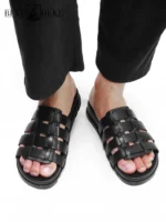 UNITYPUREMAX™ Men’s Vintage Woven Leather Sandals – Open-Toe Breathable Gladiator Beach Flats 1
