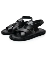 UNITYPUREMAX™ Men’s Vintage Cowhide Gladiator Sandals – Handmade Cross-Strap Open-Toe Beach Flats 5