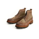 UNITYPUREMAX™ Vintage Mixed-Color Handmade Cowhide Boots – Round-Toe Lace-Up British Tooling & Motorcycle Boots 5
