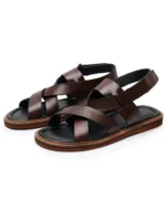 UNITYPUREMAX™ Men’s Vintage Cowhide Gladiator Sandals – Handmade Cross-Strap Open-Toe Beach Flats 4