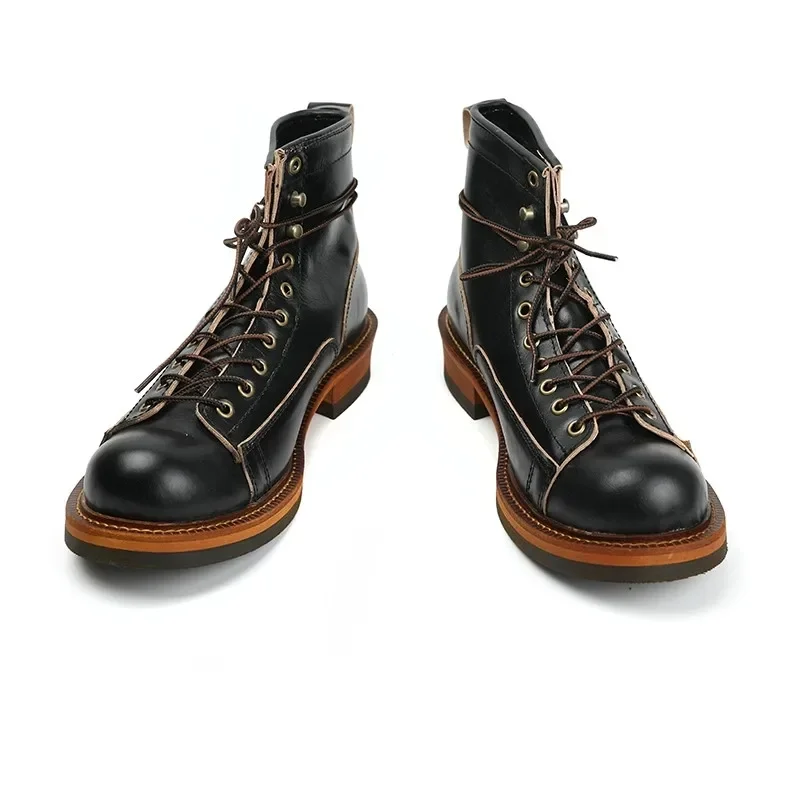 UNITYPUREMAX™ Handmade Vintage Cow Leather Ankle Boots – Platform British Motorcycle Tooling Boots for Men 2