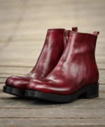 UNITYPUREMAX™ Handmade Men’s Genuine Leather Chelsea Boots — Italian Round-Toe Zip Platform Ankle Work Boots
