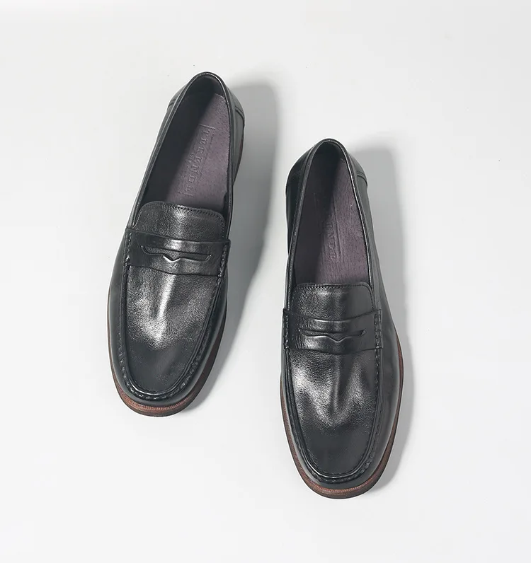 UNITYPUREMAX™ Men’s Genuine Leather British Loafers – Handmade Pointed-Toe Dress Shoes for Weddings & Summer Events 8