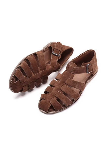 UNITYPUREMAX™ Men’s Retro Cowhide Buckle Sandals – Breathable Summer Beach Shoes