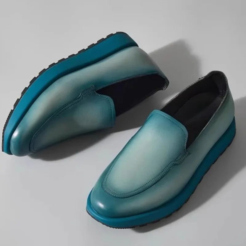 UNITYPUREMAX™ Men’s Handmade Genuine Leather Thick-Soled Loafers – Breathable Casual Flats for Spring & Autumn 3