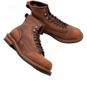 UNITYPUREMAX™ Men’s High-Quality Genuine Leather Desert Combat Boots – Handmade Outdoor Ankle Motorcycle Boots 1