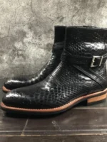 UNITYPUREMAX™ Handmade Snakeskin Leather Pointed-Toe Ankle Boots – Men’s Minimal Zip High-Top Boots 5