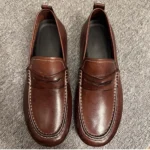 UNITYPUREMAX™ Handmade Horse Leather Loafers – Men’s Khaki Premium Slip-On Casual Shoes 6