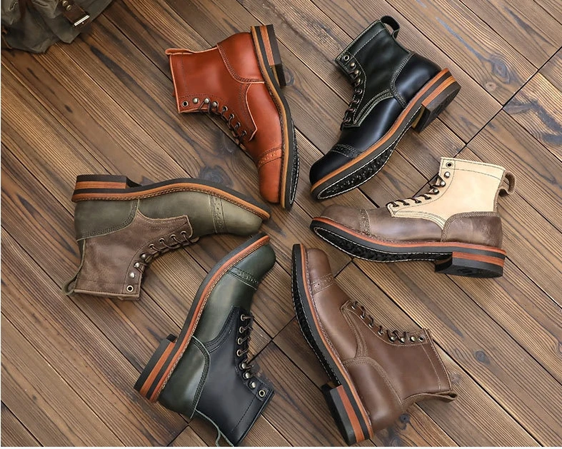 UNITYPUREMAX™ Premium Cowhide Vintage Motorcycle Boots – Winter Riding Short Boots for Men 2