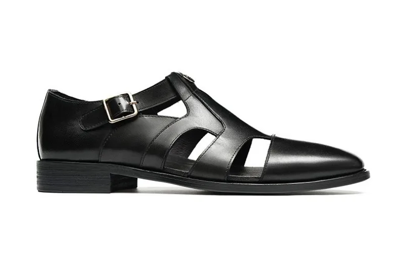 UNITYPUREMAX™ Men’s Handmade Cowhide Hollow-Out Sandals – Vintage Buckle-Strap Breathable Leather Summer Shoes 13