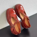 UNITYPUREMAX™ Women’s Handmade Washed Horsehide Mary Janes – Retro Carved Leather Shoes with Chunky Square Heel 3