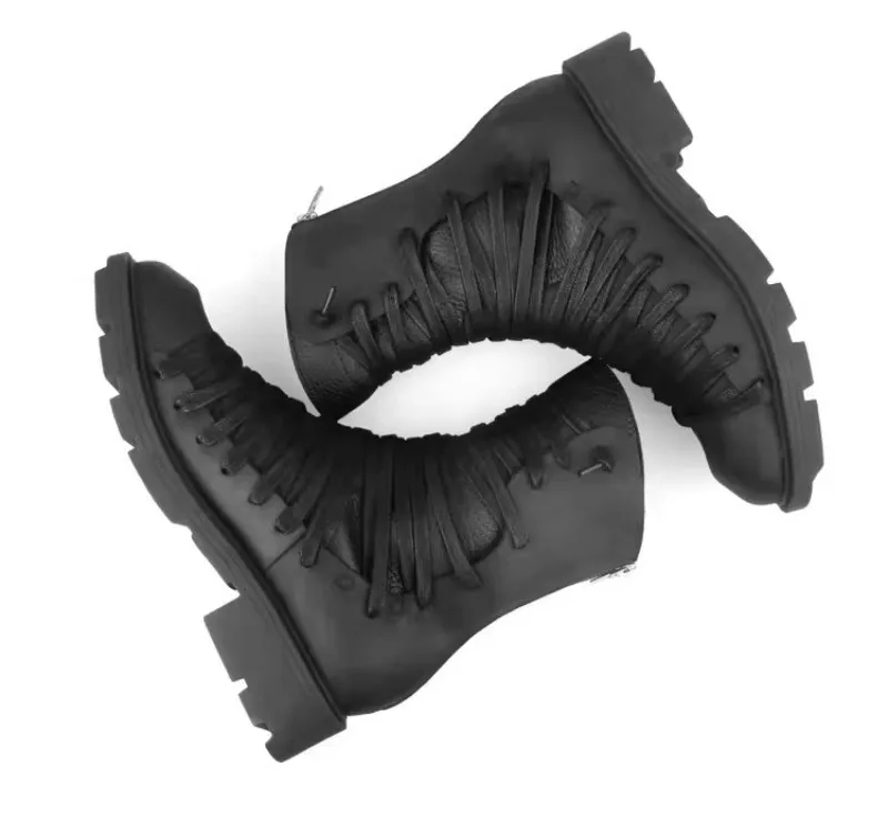 UNITYPUREMAX™ Gothic Punk Genuine Leather High-Top Motorcycle Boots – Men’s Square Toe Mid-Calf Zip Sneakers 6