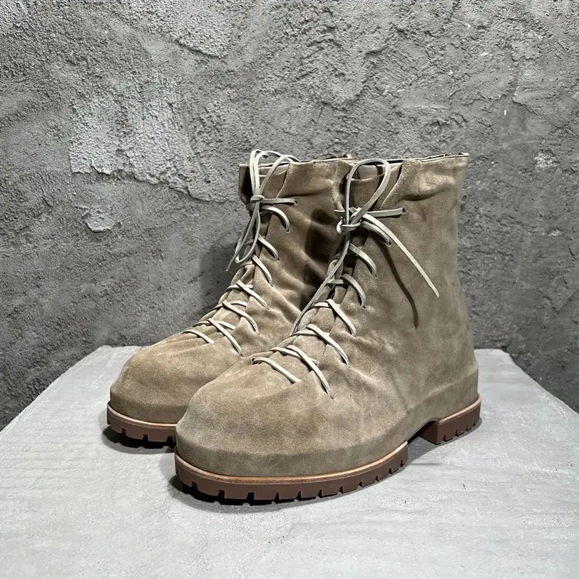 UNITYPUREMAX Handmade Suede Trainer Boots | Custom Beige Walking Boots for Men 1