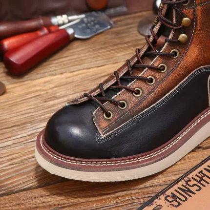 UNITYPUREMAX™ Men’s Retro Goodyear-Welted Monkey Boots | Canvas & Leather Moc-Toe Heritage Boots 2