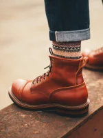 UNITYPUREMAX Men's Cowhide Vintage Motorcycle Boots - Premium Leather Ankle Tooling Boots 8