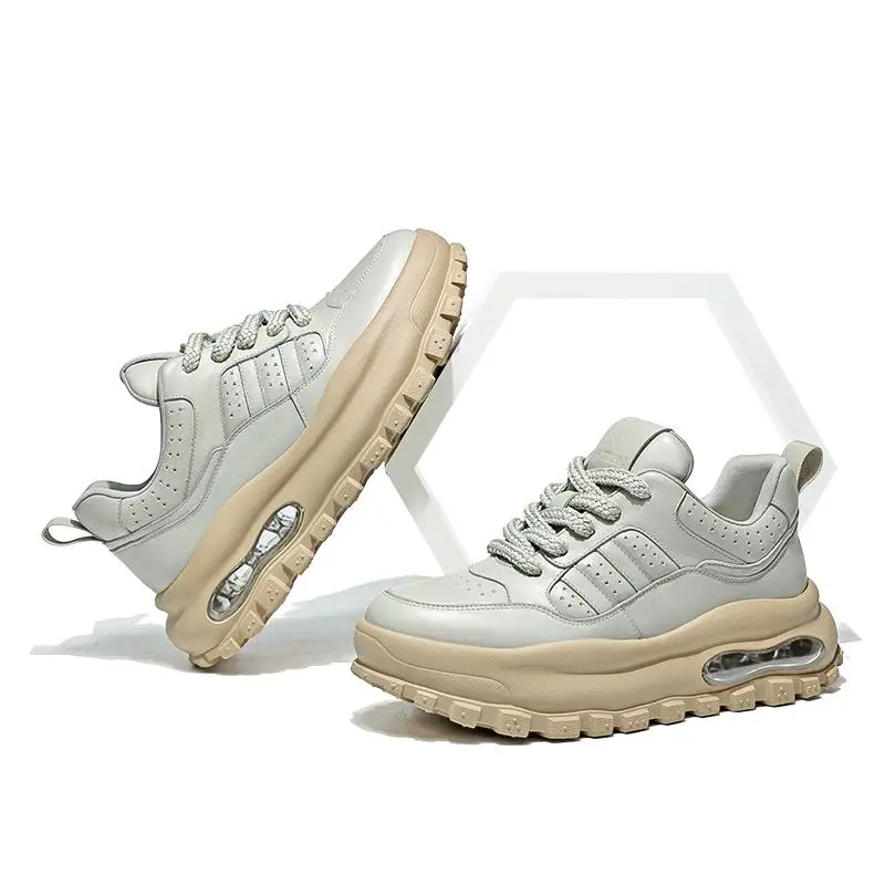 UNITYPUREMAX™ Men’s Genuine Leather White Board Sneakers – Breathable Height-Increasing Casual Shoes 5