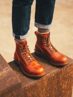 UNITYPUREMAX Men's Cowhide Vintage Motorcycle Boots - Premium Leather Ankle Tooling Boots 9