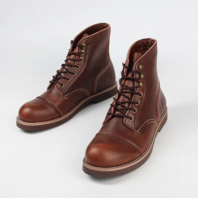 UNITYPUREMAX™ Men’s Handmade 8111 Vintage Cow Leather Motorcycle Ankle Boots 2