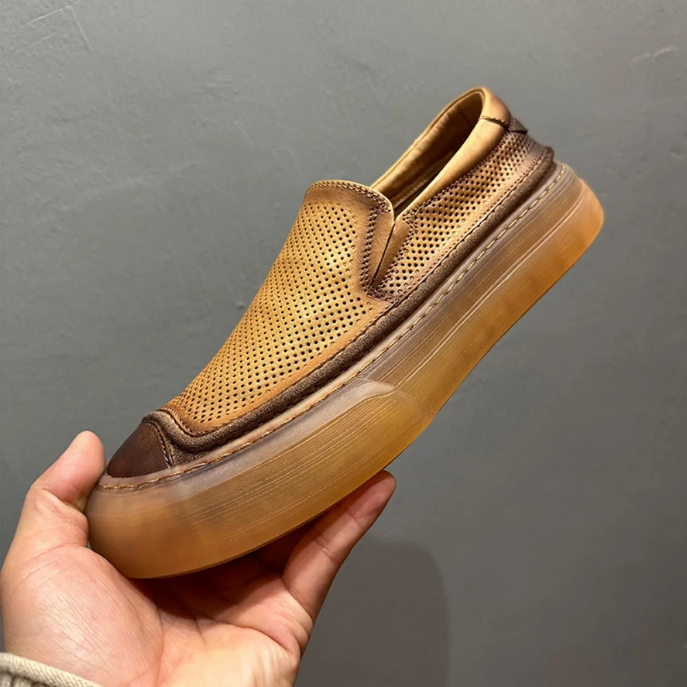 UNITYPUREMAX™ Men’s Breathable Cowhide Slip-On Loafers – Summer Lightweight Leather Shoes 1