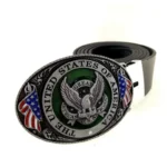 UNITYPUREMAX™ Men’s Western USA Flag Eagle Belt – PU Leather Cowboy Belt with Large Zinc-Alloy Buckle 1