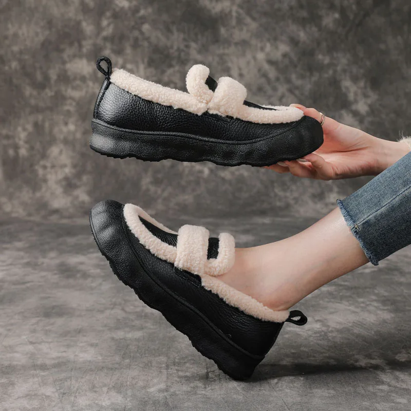 UNITYPUREMAX™ Women’s Handmade Winter Leather Fur Loafers – Warm Slip-On Shoes 3