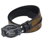 UNITYPUREMAX Eagle & Guns Embossed Western Leather Belt – Split Leather with American Eagle Alloy Buckle 6