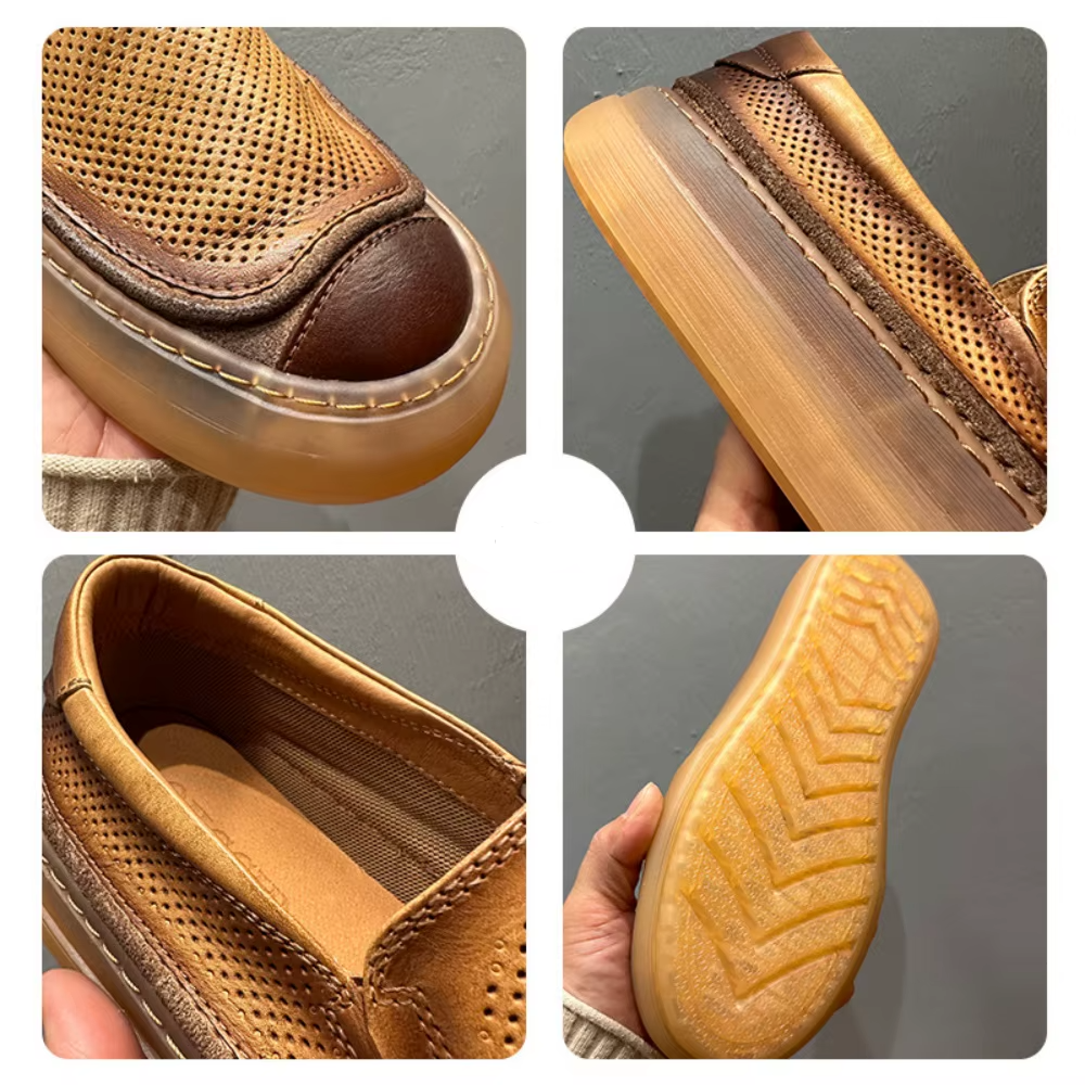 UNITYPUREMAX™ Men’s Breathable Cowhide Slip-On Loafers – Summer Lightweight Leather Shoes 6