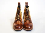UNITYPUREMAX Men's Retro Canvas Motorcycle Boots - Handmade Distressed Leather High-Top Ankle Boots 3