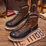 UNITYPUREMAX™ Men’s Retro Goodyear-Welted Monkey Boots | Canvas & Leather Moc-Toe Heritage Boots 1