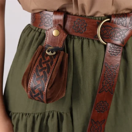 UNITYPUREMAX™ Medieval Elf Leaf Embossed Leather Belt Set with Magic Glass Bottle – Retro Costume & Festival Accessory 2