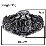 UNITYPUREMAX™ Fire Skull Heavy Metal Motorcycle Belt – PU Leather Rider Belt with Flame Skull Zinc Alloy Buckle 4