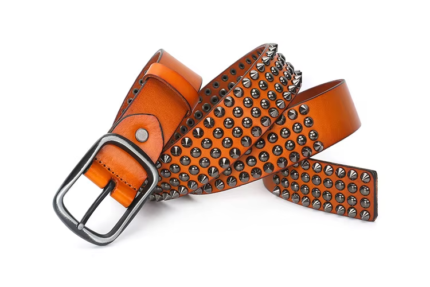 UNITYPUREMAX “Rocksteel Rivet” Genuine Cowhide Punk Belt – Metal Stud Designer Jeans Belt