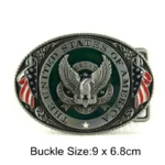 UNITYPUREMAX™ Men’s Western USA Flag Eagle Belt – PU Leather Cowboy Belt with Large Zinc-Alloy Buckle 3