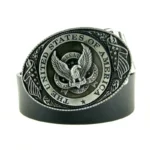 UNITYPUREMAX™ Men’s Western USA Flag Eagle Belt – PU Leather Cowboy Belt with Large Zinc-Alloy Buckle 2