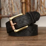 UNITYPUREMAX “Lucky Totem Heritage” Genuine Vintage Lucky Totem Cowhide Belt Copper-Buckle Belt – Soft Grain Leather Men’s Jeans Belt 5